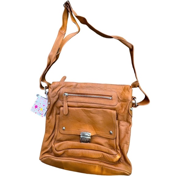 JEANNE LOTTIE KAREN LEATHER TAN CROSS BODY PURSE - Picture 1 of 12